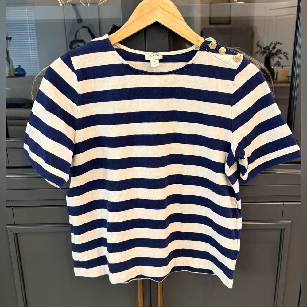 J. Crew Blue and White Striped Tee